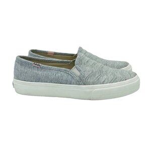 Keds Shoes Womens Size 6 Gray Slip On Distressed Canvas Sneaker Comfort Softerra